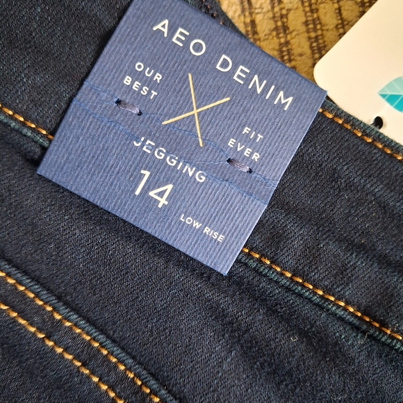 🆕American Eagle Outfitters Dark Wash LOW RISE Skinny Jeans Size 14 Jegging - Picture 12 of 16